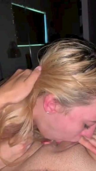 Hot blonde teen slut gives dirty pov Snapchat deepthroat to small dick