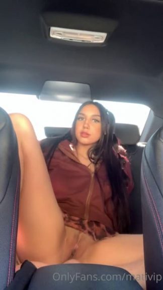 Naughty young Snapchat slut masturbating and fingering while parking at a mall