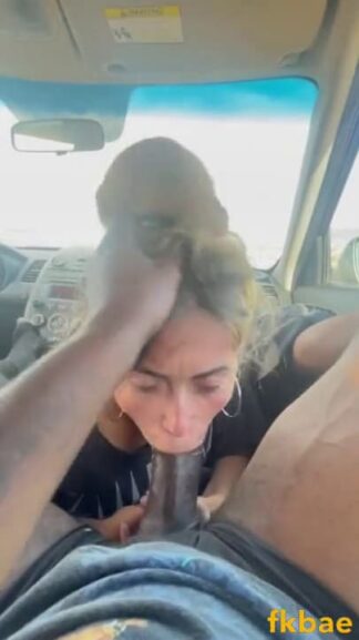 Face fucked blowjob on Snapchat between BBC and white girl in a car