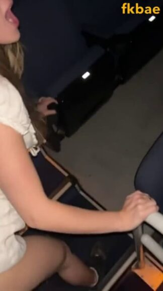 Dirty Snapchat girl has sex with a cum on face in the movie theatre