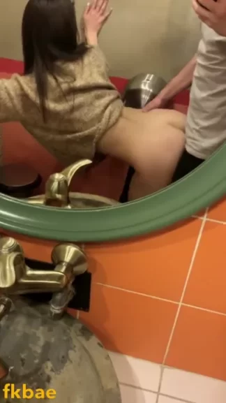 Hot slim babe having sex in the restaurant toilet with stranger as she feels slutty